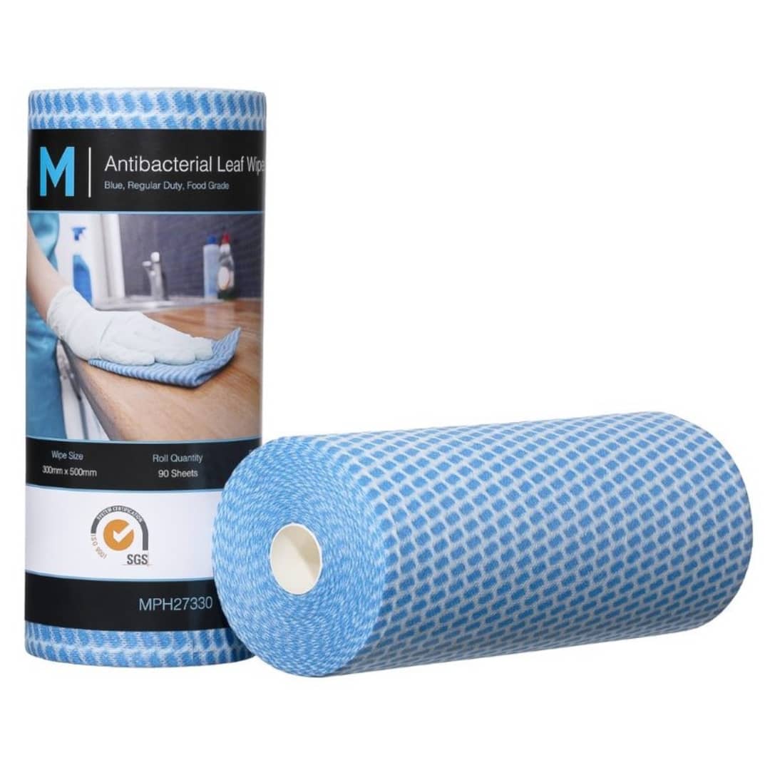 Antibacterial Leaf Wipes - Blue 300mm x 500mm 90 Sheets 60gsm