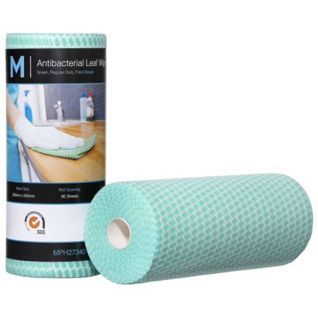 Antibacterial Leaf Wipes - Green 300mm x 500mm 90 Sheets 60gsm