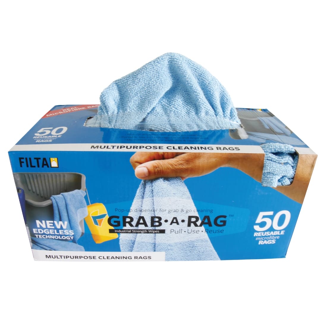 FILTA GRAB-A-RAG MICROFIBRE RAGS BLUE 30CM X 30CM - 50 CLOTHES/PACK