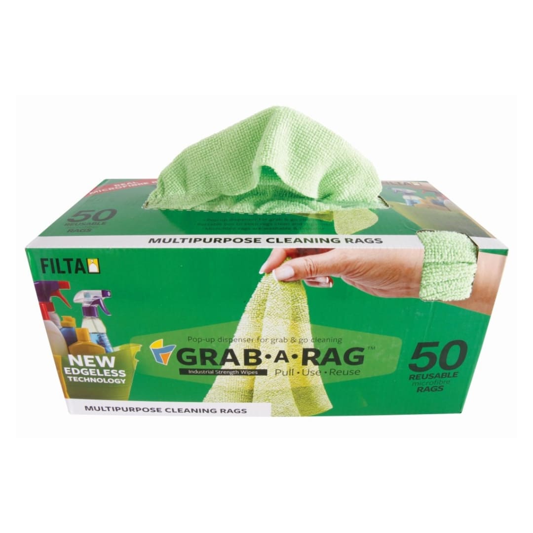 FILTA GRAB-A-RAG MICROFIBRE RAGS GREEN 30CM X 30CM - 50 CLOTHES/PACK