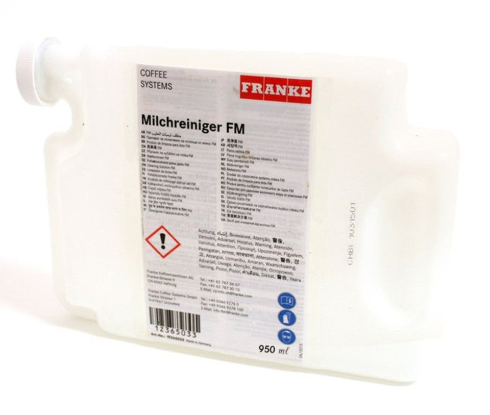 Franke Milk Foaming Master Coffee Machine Cleaning Solution 950ml supports effective cleaning of milk systems.