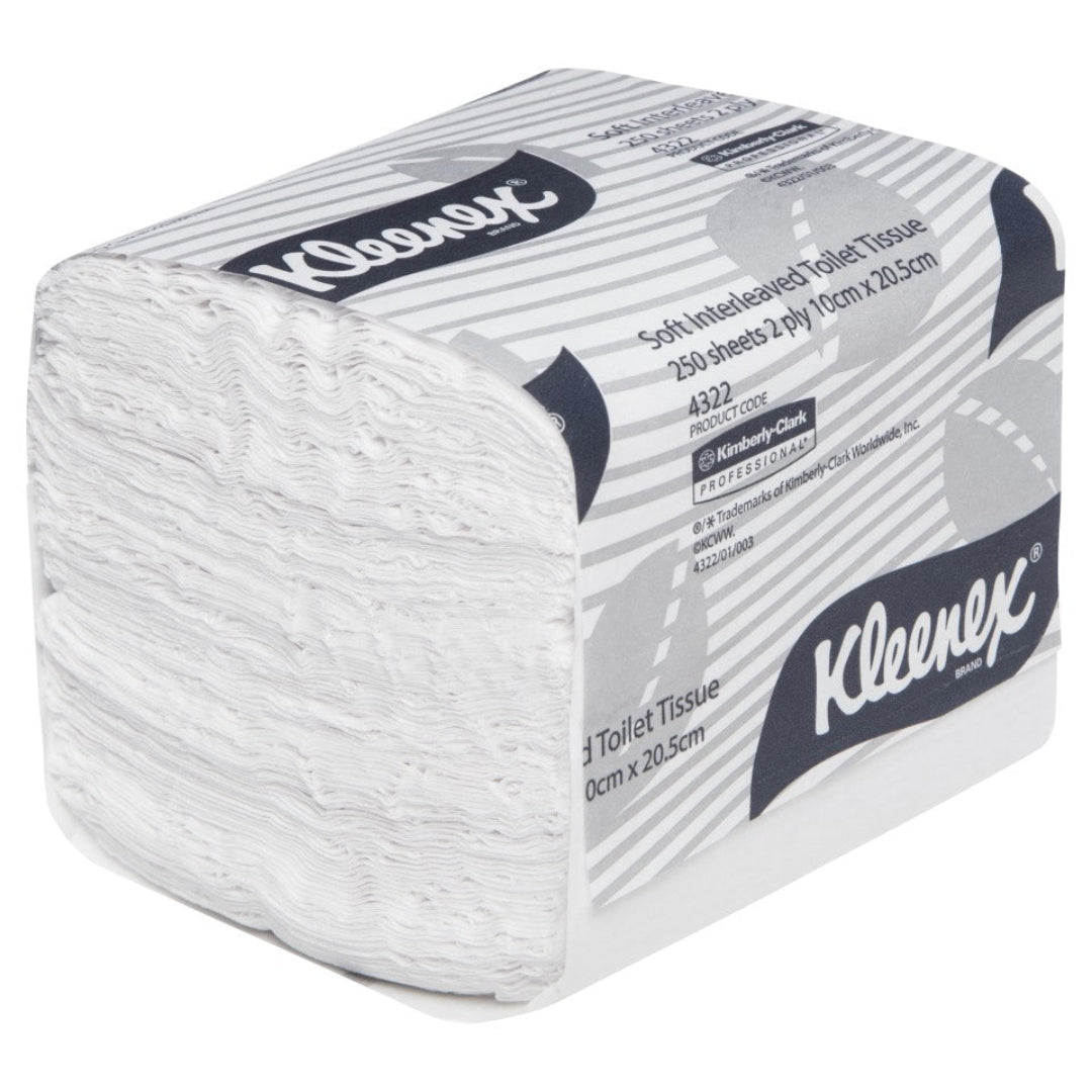 Kleenex 4322 Soft Interleaved Toilet Tissue 250 Sheets per roll White - Carton of 36 Rolls 2