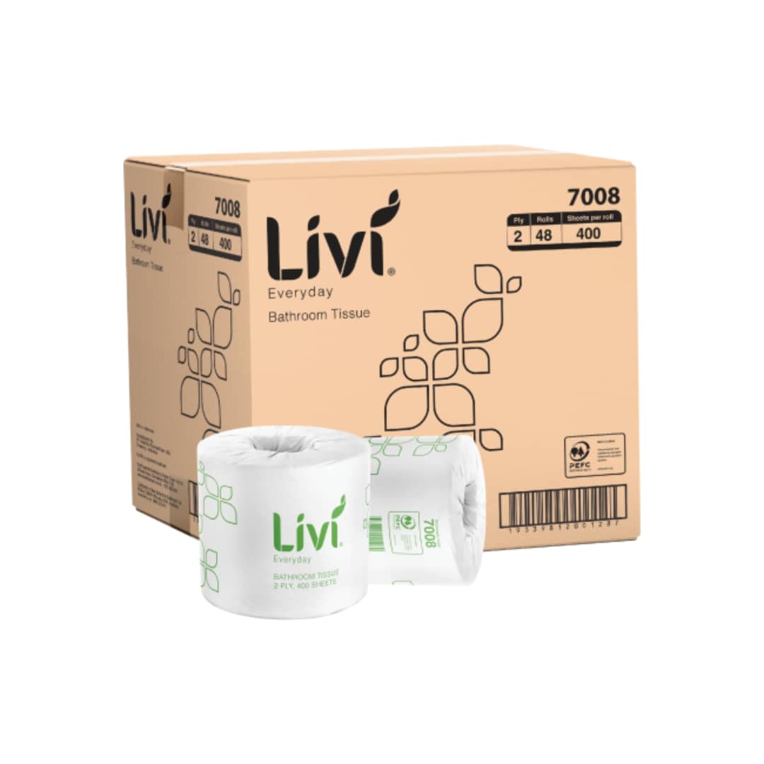 Livi Basic 7008 Toilet Tissue 2ply 400 Sheets per roll White - Carton of 48 Rolls