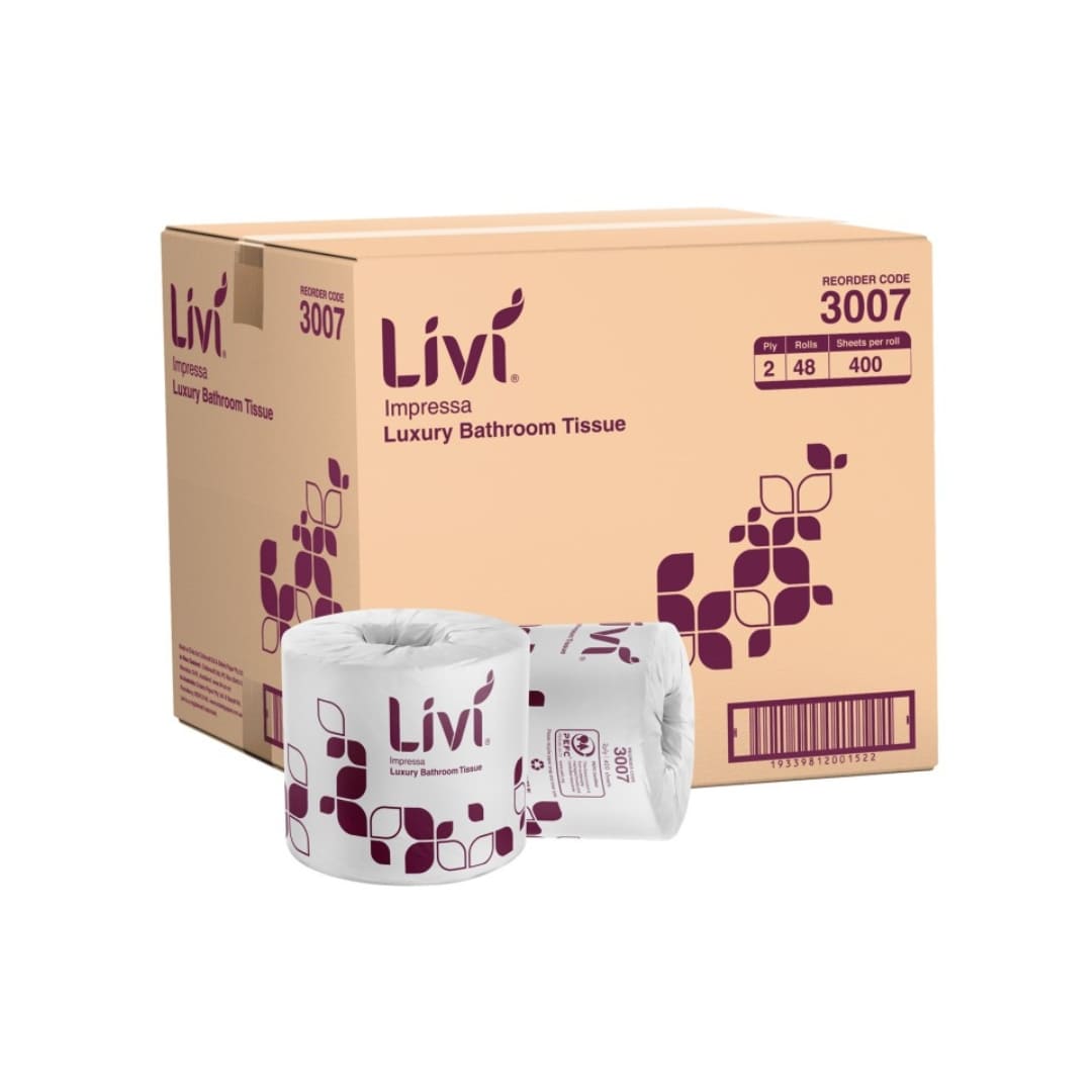 Livi Impressa 3007 Embossed Toilet Tissue 2 Ply 400 Sheets per roll White - Carton of 48 Rolls