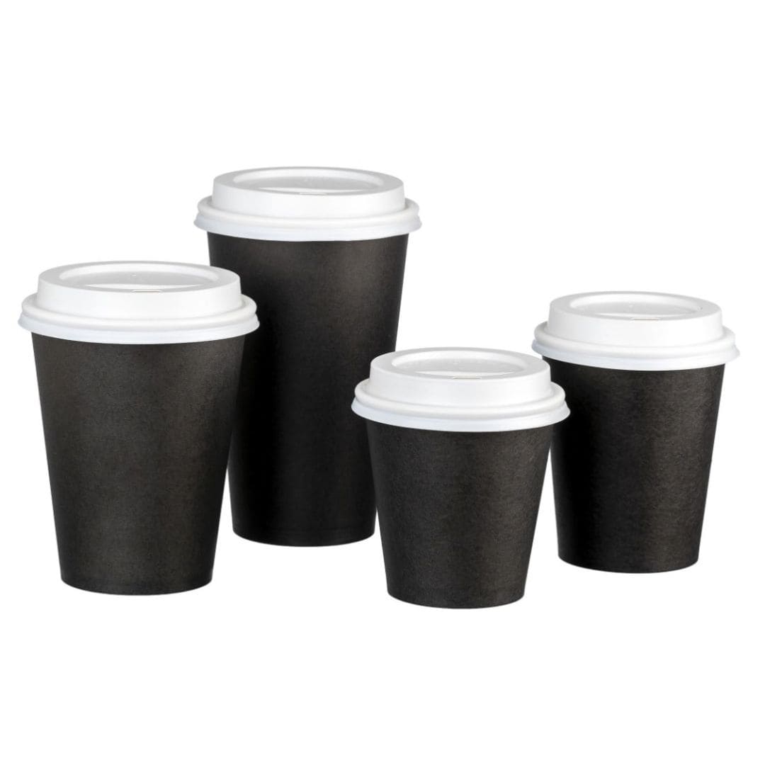 Black single wall PE paper cups 6oz 230ml 80mm diameter 1000 per box