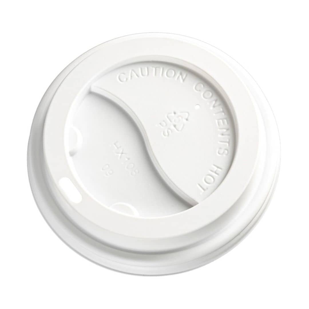 White PS plastic cup lid 90mm diameter sip through straw hole