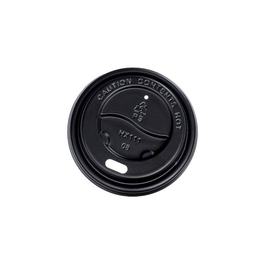 Black PS plastic cup lid 62mm diameter sip through straw hole