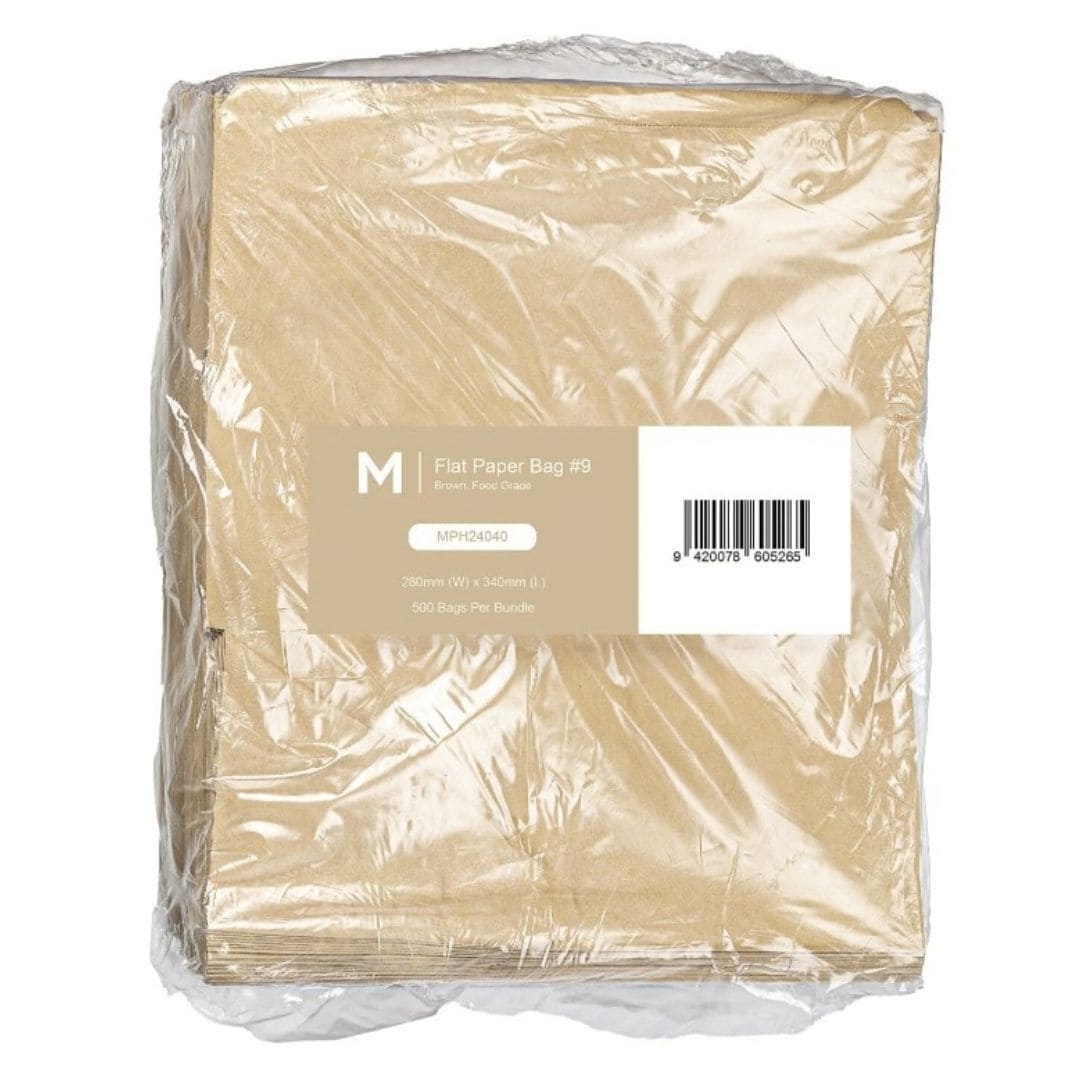 Brown flat paper bags 280x340mm 50gsm food packaging