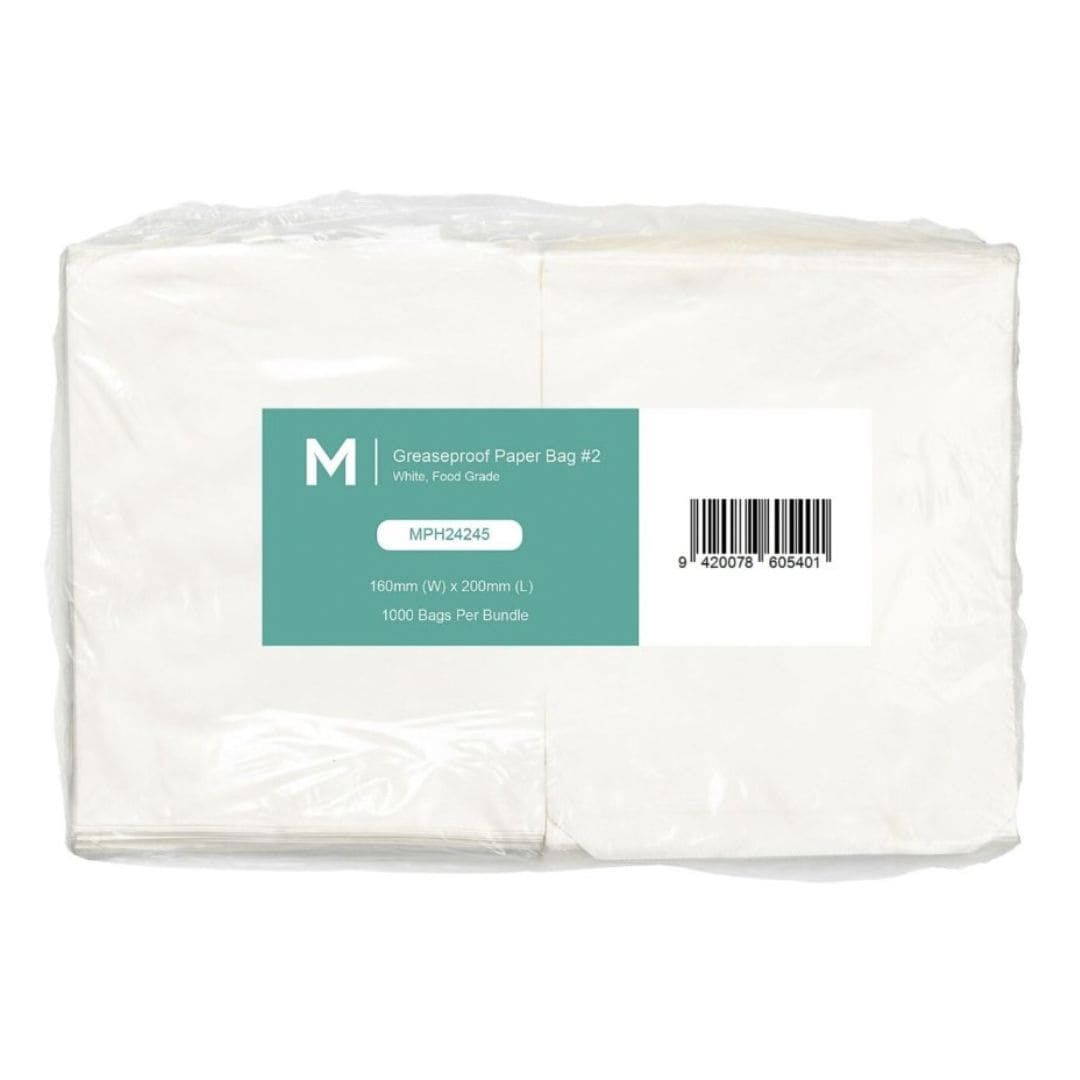 White greaseproof paper bags 160x200mm 40gsm 4000 bags per box