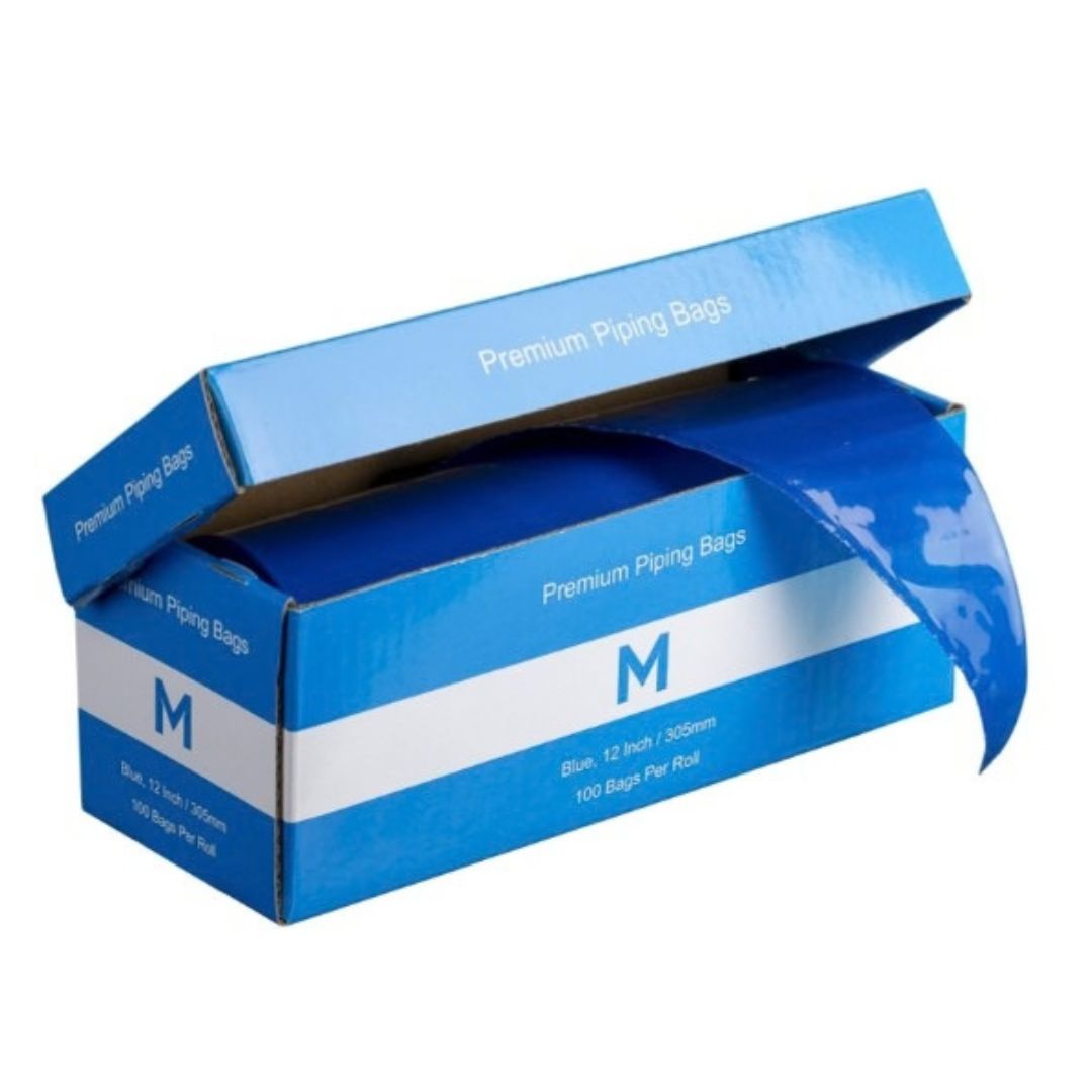 Blue premium piping bags 305mm 12 inch 80μm anti-slip 5 rolls box