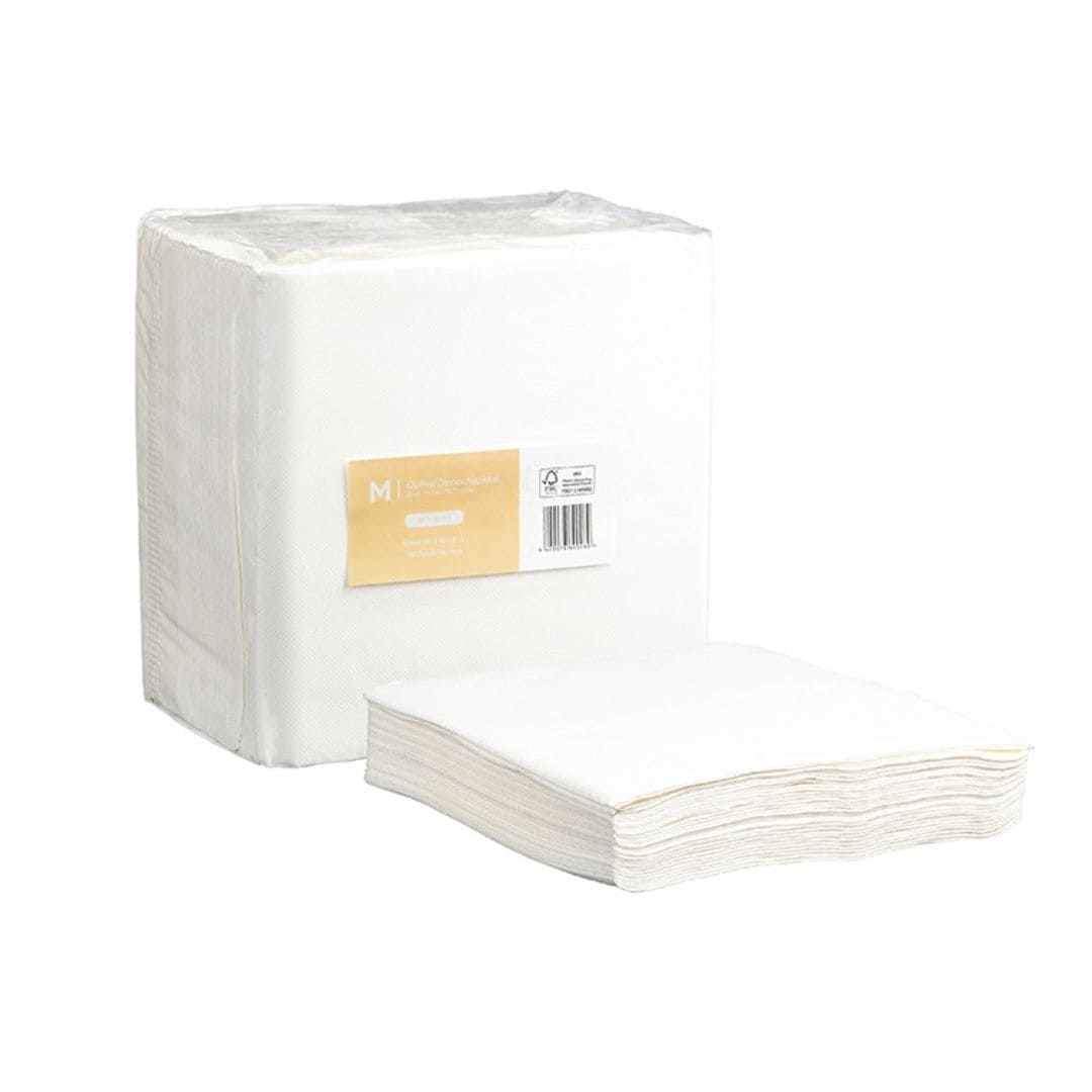 White quilted dinner napkins 400x400mm 2 ply FSC Mix 1/4 fold 800 per box