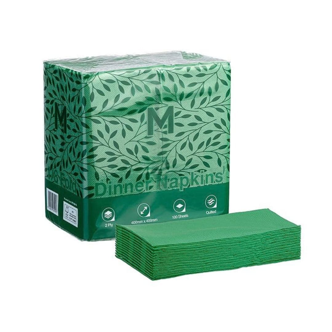 Green quilted dinner napkins 400x400mm 2 ply FSC Mix 1/8 fold 800 per box