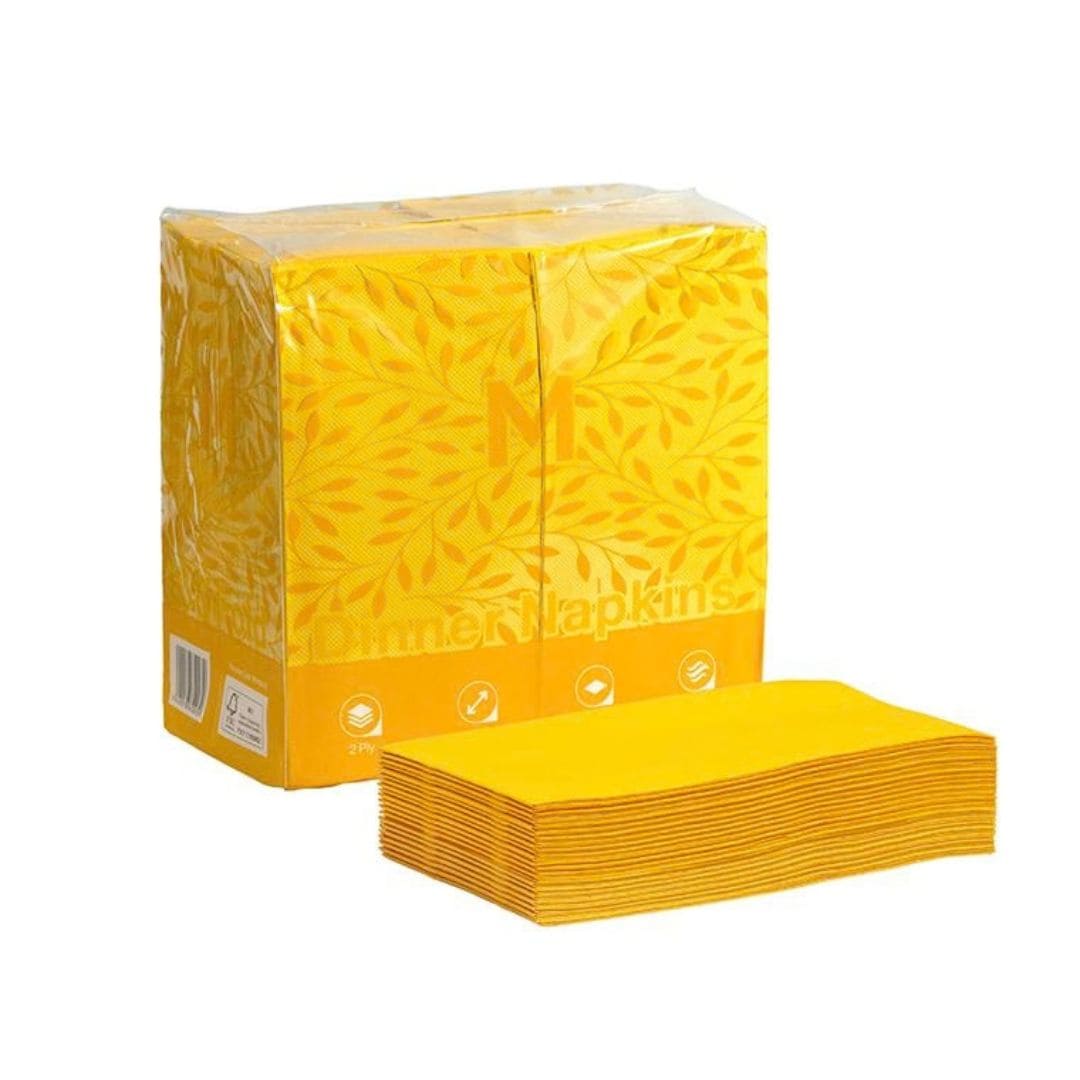 Yellow quilted dinner napkins 400x400mm 2 ply FSC Mix 1/8 fold 800 per box