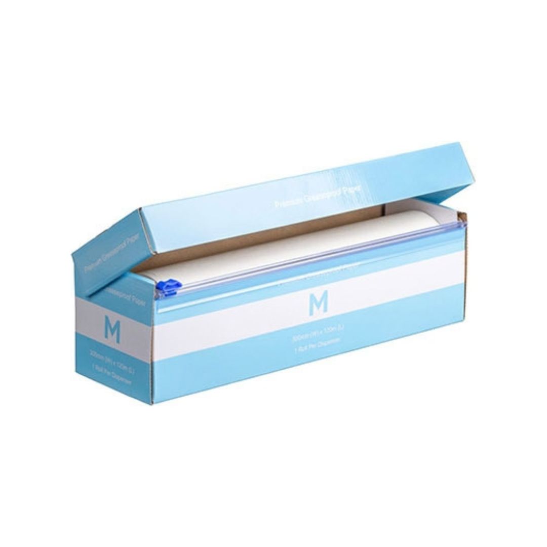 White greaseproof paper roll 300mm x 120m 40gsm 6 rolls/box