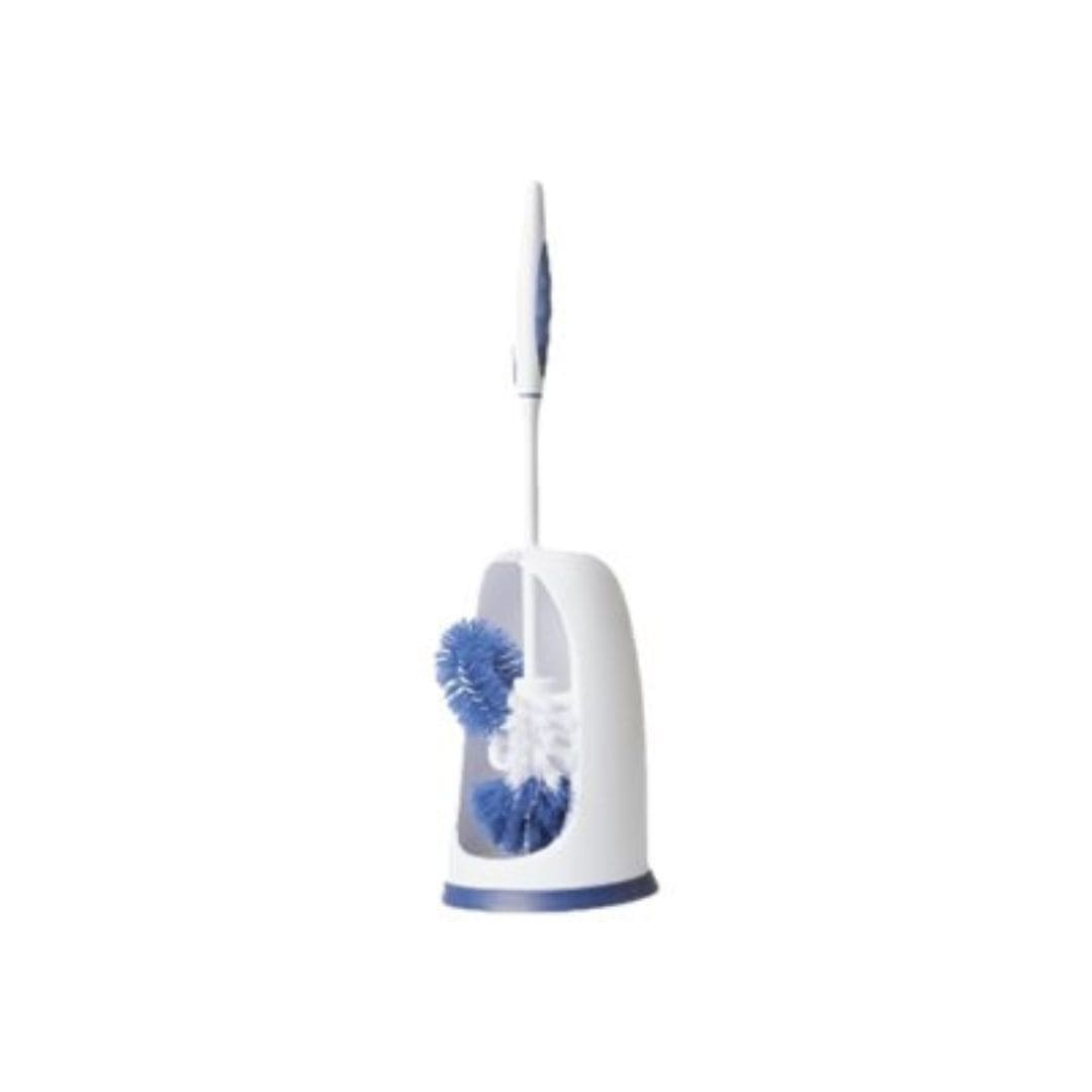 Oates Toilet Tidy & Rim Brush Set - Blue & White