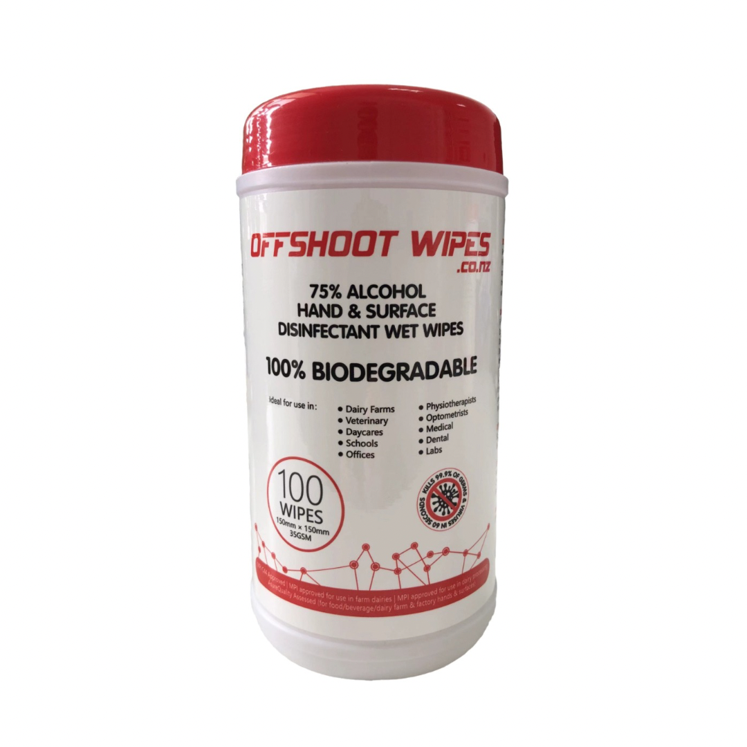 Offshoot 75 Alcohol Wet Wipes 100 Biodegradable Wipes TUBS 100 Wipes per Tub