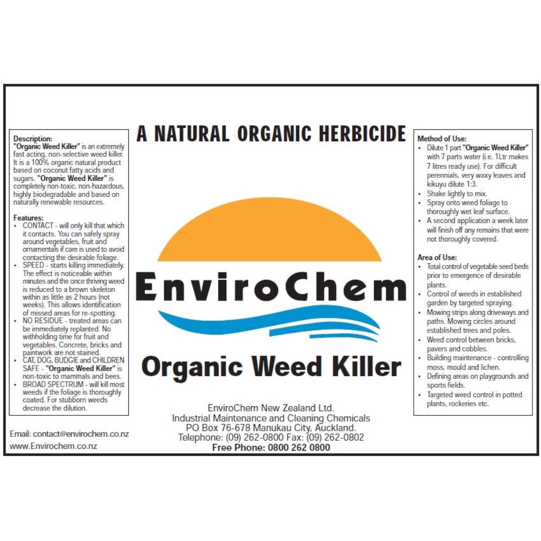 Organic Weed Killer NZ label Envirochem