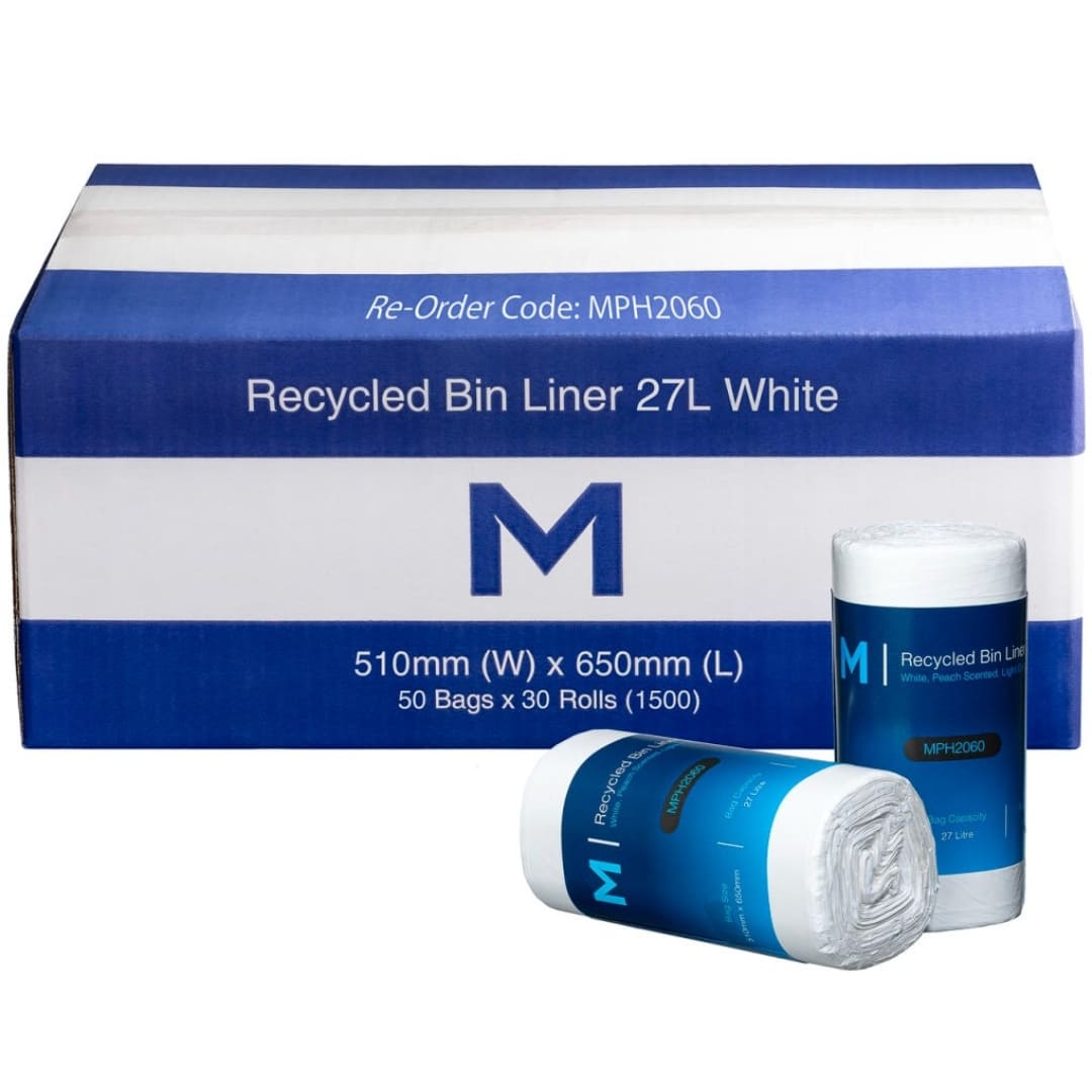 POR Recycled Bin Liner 27L - White, 510mm x 650mm x 15mu - 1500 Bags/Box