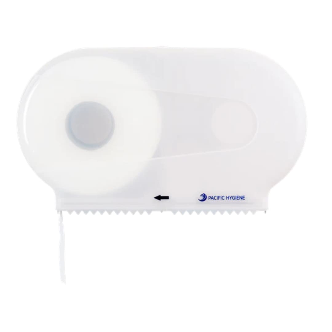 Pacific Hygiene D33W Double Jumbo Toilet Roll Dispenser - White