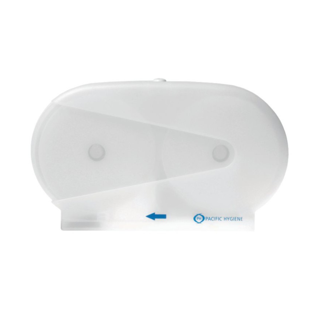 Pacific Hygiene D34W Double Mini Jumbo Toilet Roll Dispenser - White