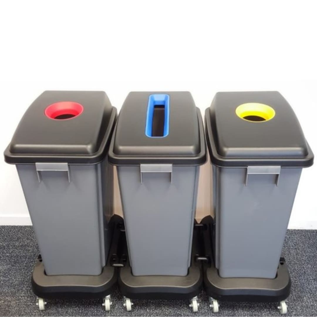 Premier Hygiene Recycle Bin 60L Red, Blue and Yellow Set of 3 Bins