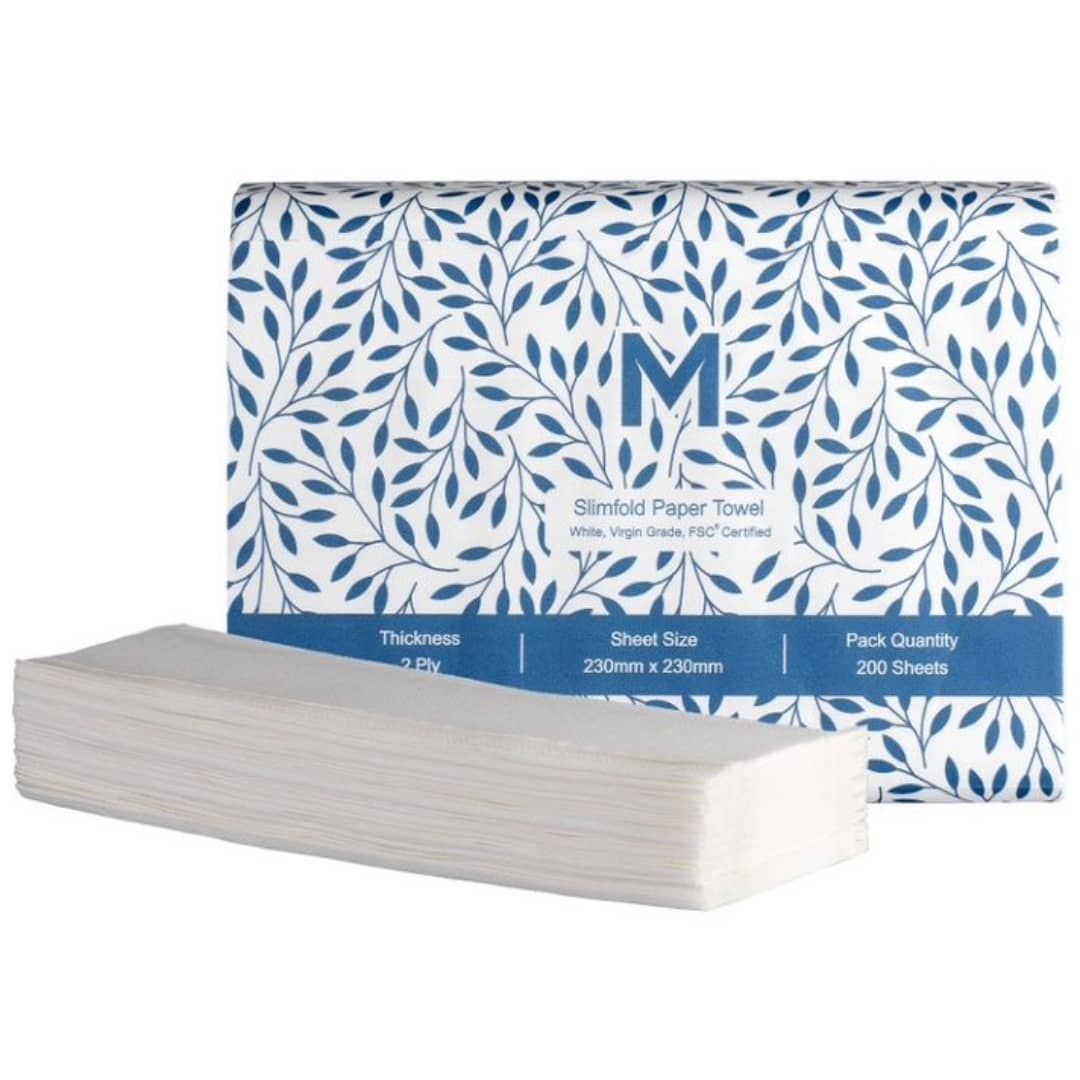 Quilted Slimfold Paper Towel - White, 230mm x 230mm, 2 Ply, FSC® Mix - 3000 Sheets/Box