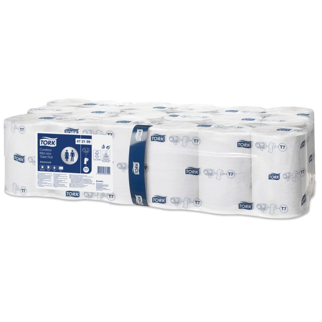 Tork Coreless Mid-size Toilet Roll 2ply Advanced T7 - Case of 36 Rolls