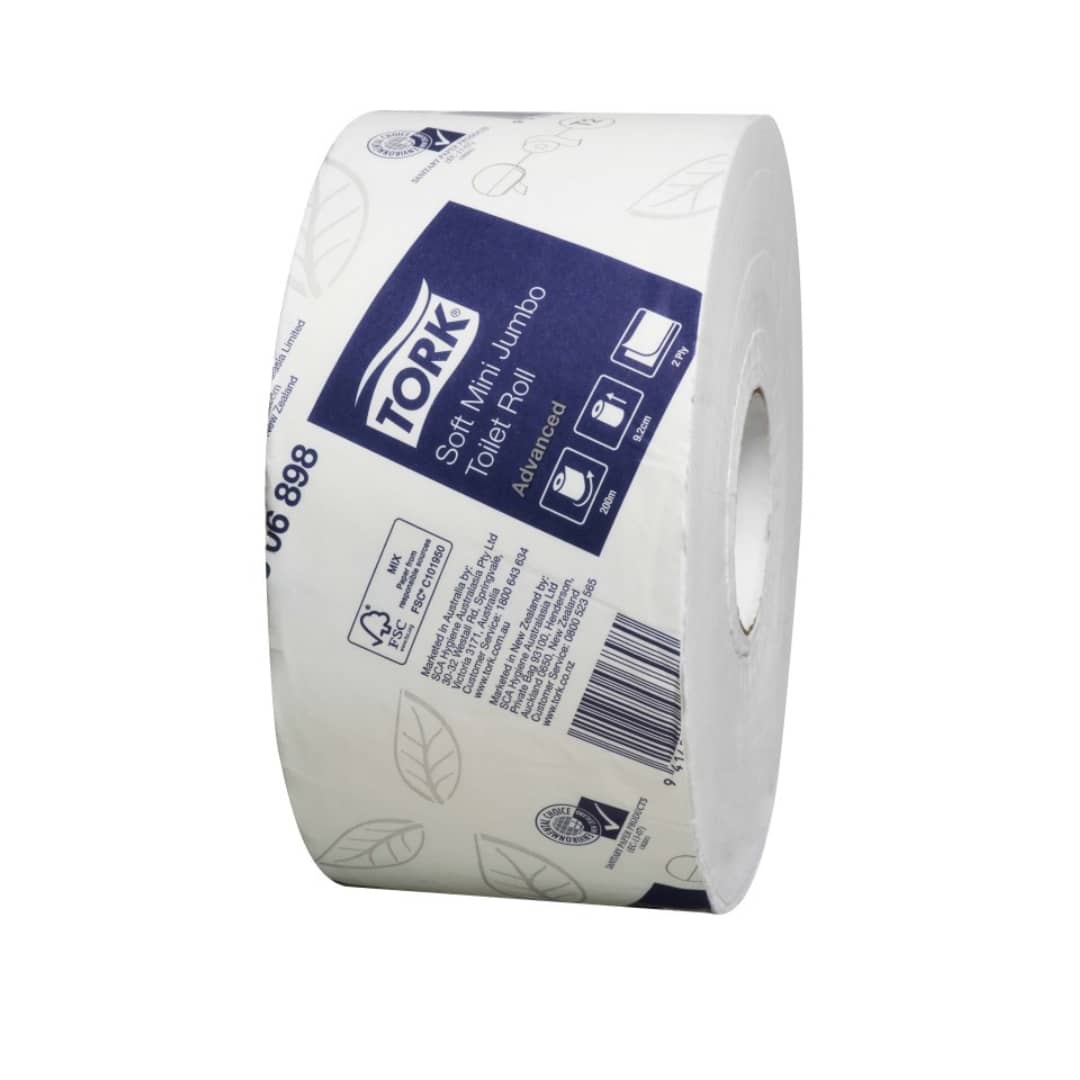 Tork T2 Toilet Roll Soft Mini Jumbo Advanced 2 Ply 2306898 200m White - Carton of 12 Rolls