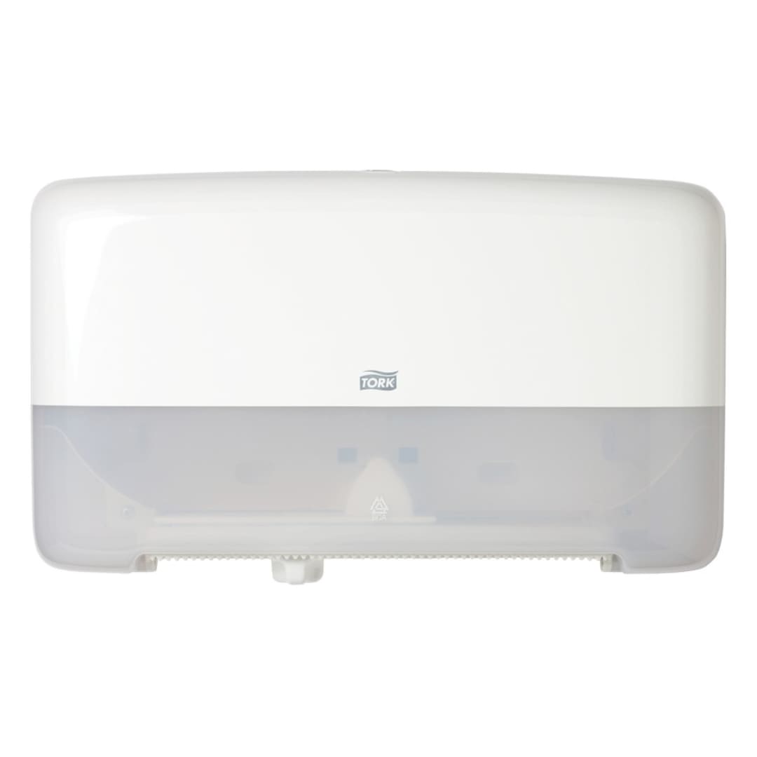 Tork T2 Twin Mini Jumbo Toilet Roll Dispenser White 555500