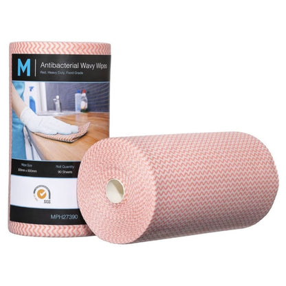 Antibacterial Wavy Wipes - Red 300mm x 500mm 90 Sheets 80gsm