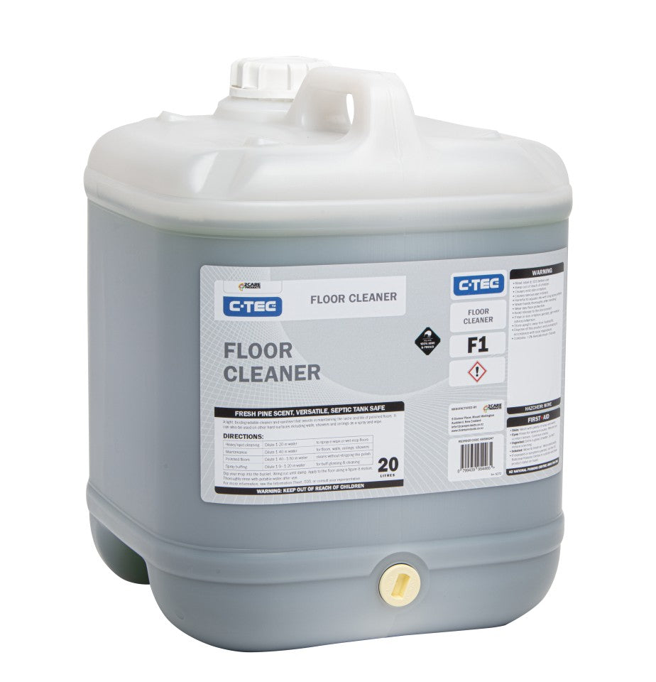 C-TEC Floor Cleaner 20L helps maintain clean, fresh-looking floors by removing everyday dirt, grime, and residues.