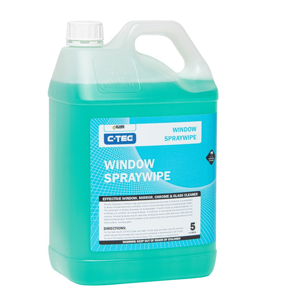 C-TEC Window Cleaner 5L helps remove dirt, fingerprints, and smudges for clear, streak-free glass and windows.