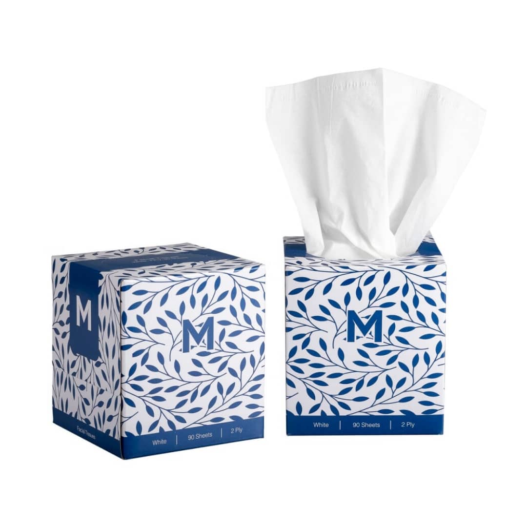 Cube Facial Tissues - White, 2 Ply, 90 Sheets, FSC® Mix - 36 Packs/Box