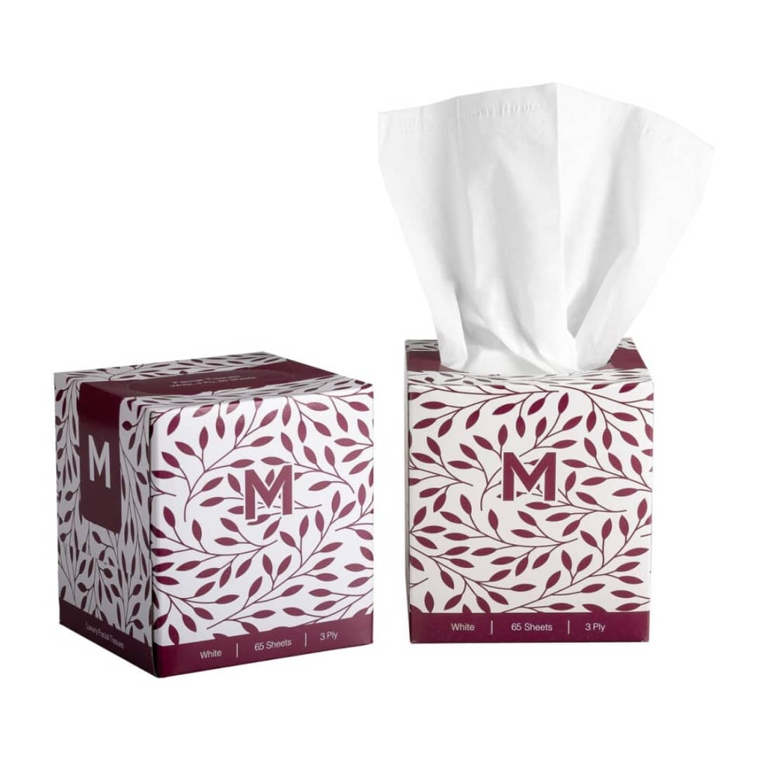 Cube Facial Tissues - White, 3 Ply, 65 Sheets, FSC® Mix - 36 Packs/Box