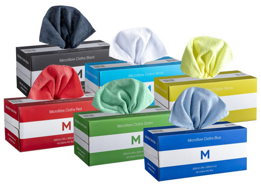 Dispenser Microfibre Cloths - 300mm x 300mm, 185gsm - 50 Cloths/Pack