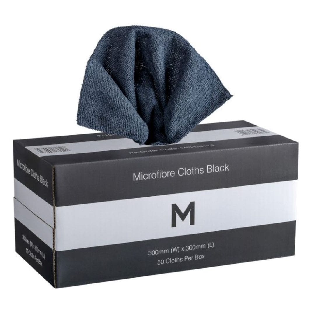 Dispenser Microfibre Cloths Black 300mm x 300mm 185gsm