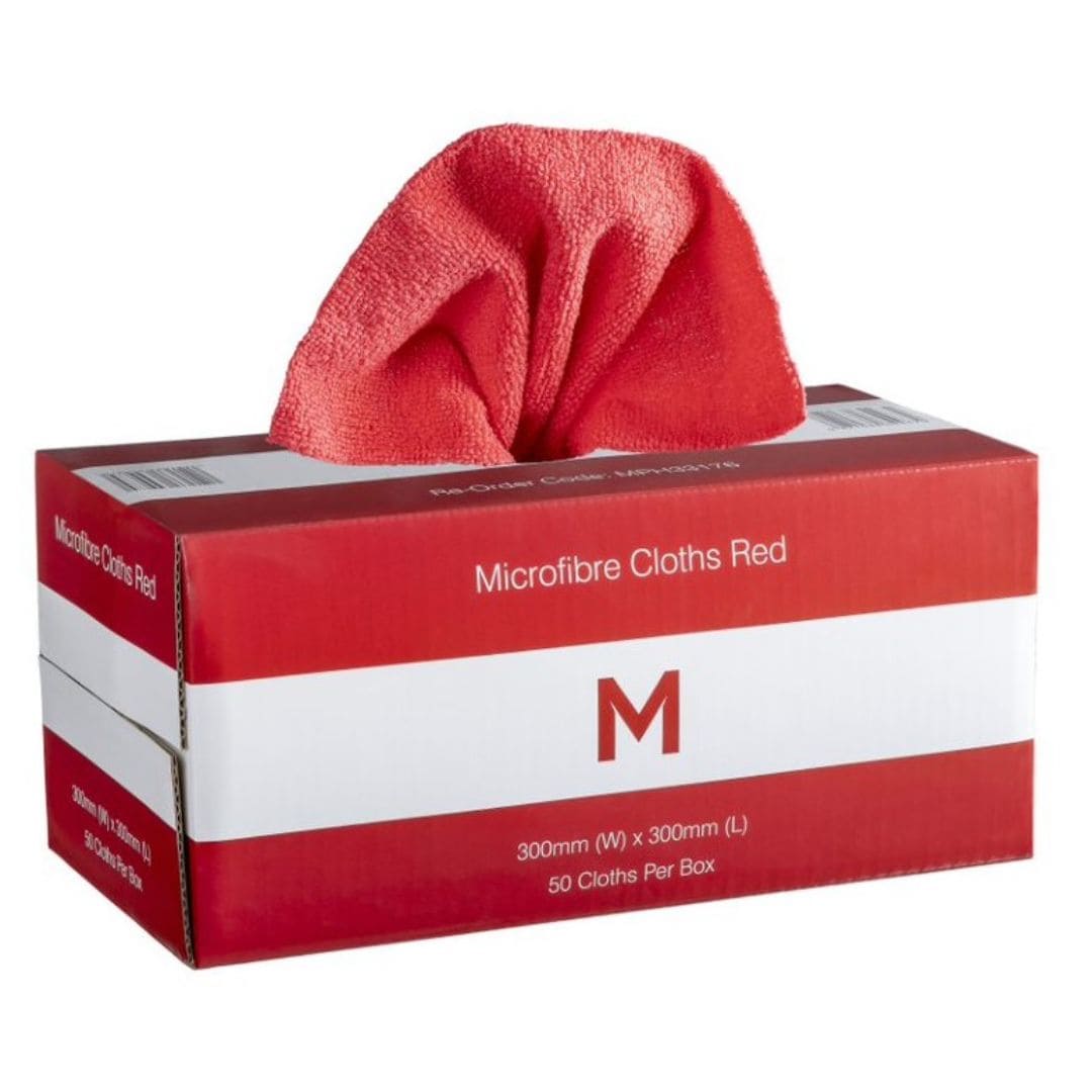 Dispenser Microfibre Cloths Red 300mm x 300mm 185gsm