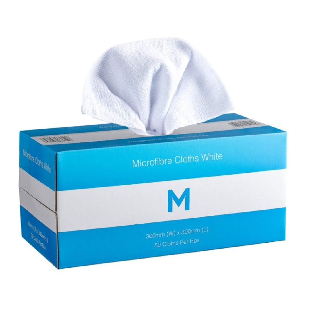 Dispenser Microfibre Cloths White 300mm x 300mm 185gsm