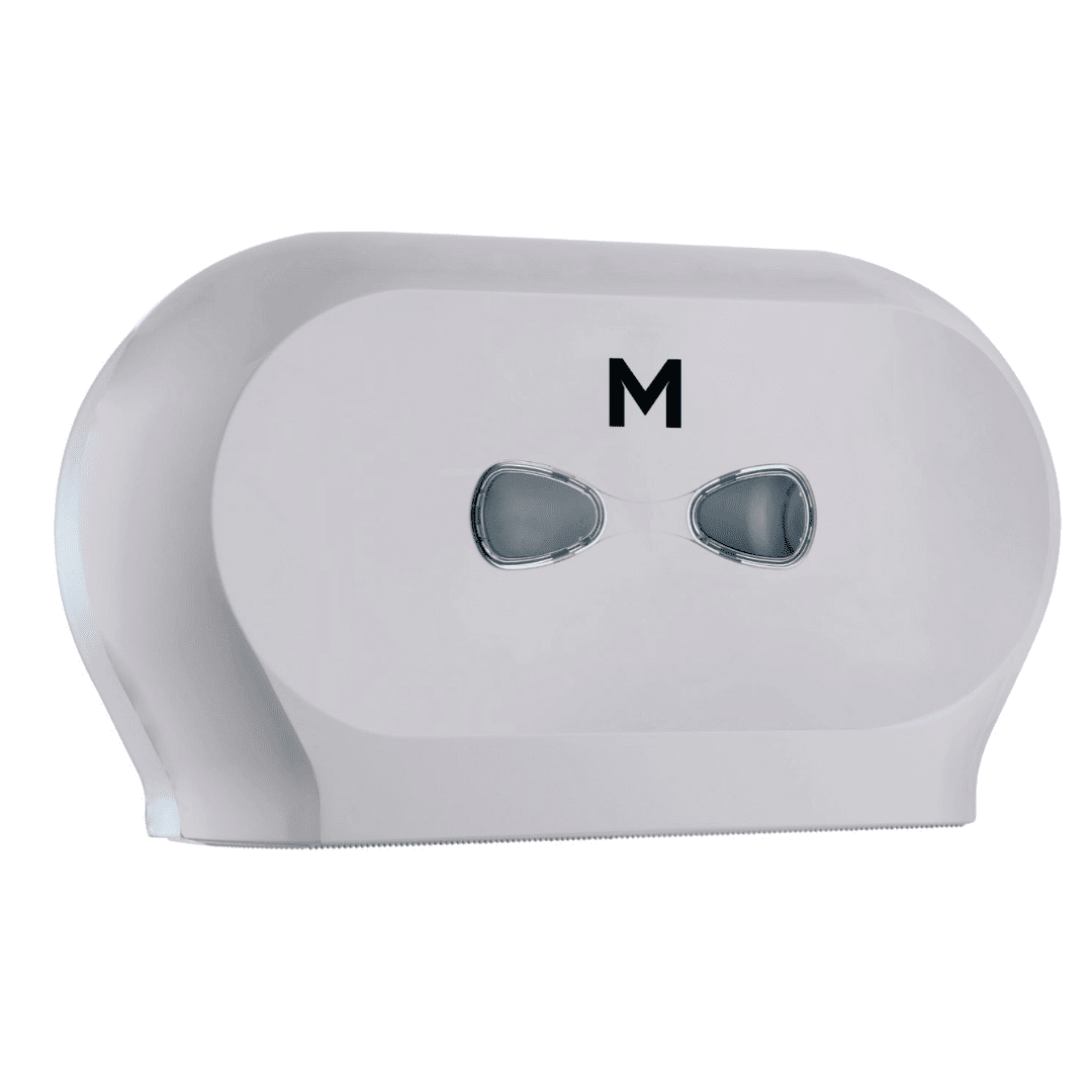 Double Mini Jumbo Roll Dispensers - Silver 2 Roll Capacity
