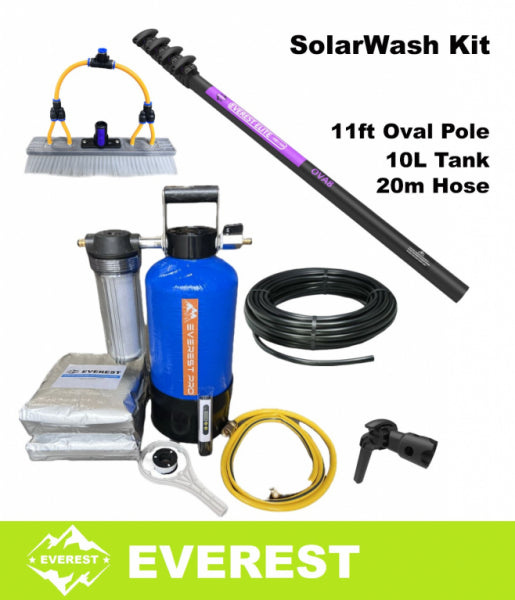 Everest SolarWash Pure Water Everest Kit (11ft Pole, 10L Tank, 31cm