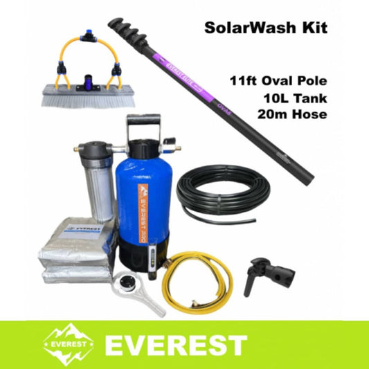 Everest SolarWash Pure Water Everest Kit (11ft Pole, 10L Tank, 31cm