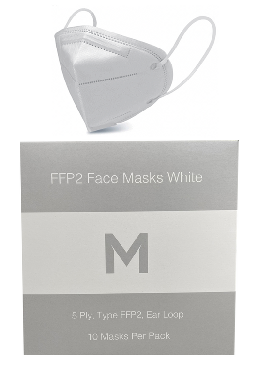 FFP2 Protective Face Masks - White, 5 Ply, Ear Loop Design - 150 Masks/Box