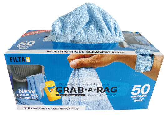 FILTA GRAB-A-RAG MICROFIBRE RAGS BLUE 30CM X 30CM - 50 CLOTHES/PACK