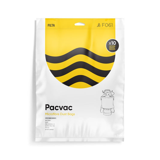 Filta Pacvac SuperPro SMS Multi Layered Microfibre Vacuum Dust Bags (F061) - Pack of 10 Bags