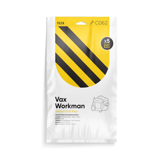 Filta Vax Workman & Pacvac Glide Microfibre Vacuum Bags (C062) - Pack of 5 Bags