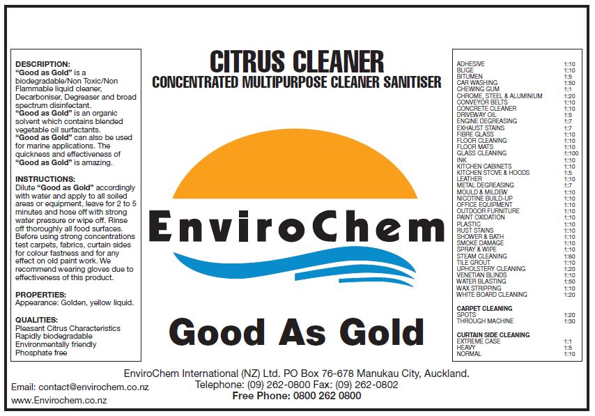 EnviroChem GOOD AS GOLD-BIODEGRADABLE MULTIPURPOSE CLEANER/DEGREASER