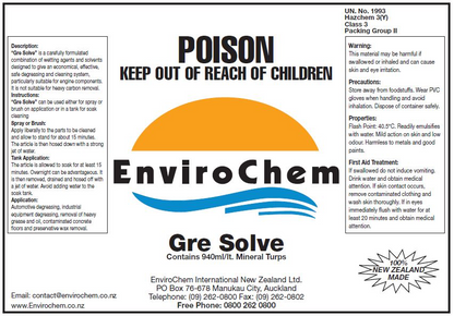 EnviroChem GRE SOLVE - SOLVENT BASED DEGREASER