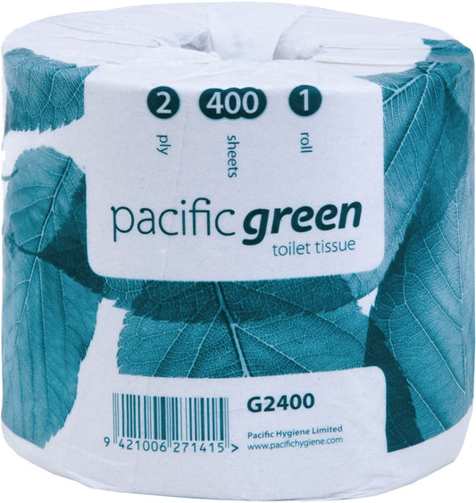 Pacific G2400 Green Toilet Tissue 2 Ply White, 400 Sheets per Roll
- Carton of 48