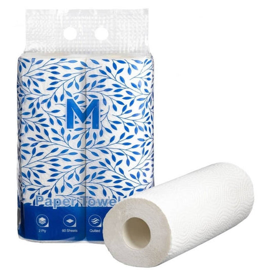 Kitchen Paper Towels - White, 272mm x 226mm, 2 Ply, 60 Sheets, FSC® Mix - 12 Rolls/Bale