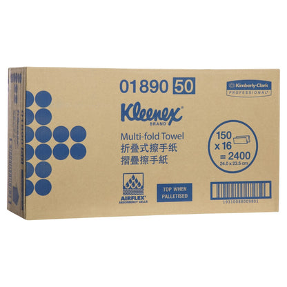 Kleenex 1890 Multifold Hand Towels 150 Sheets per Pack White - Carton of 16 Packs